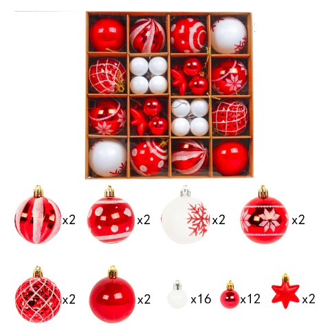 紅色聖誕球彩繪套裝(42件) 批發
