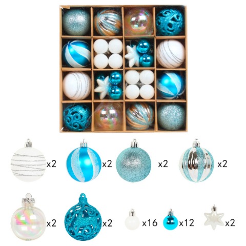 藍白色聖誕球彩繪套裝(42件) 批發